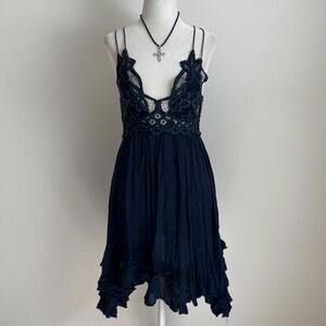 ੈ✩‧₊˚free people navy blue lace dress